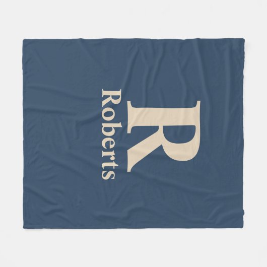Klassieke blauw en vanille Initiaal/voornaam/famil Fleece Deken (Voorkant (Horizontaal))