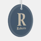 Klassieke blauw en vanille Initiaal/voornaam/famil Glas Ornament (Voorkant Rechts)