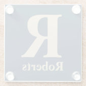 Klassieke blauw en vanille Initiaal/voornaam/famil Glazen Onderzetter (Achterkant)