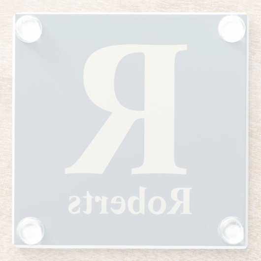 Klassieke blauw en vanille Initiaal/voornaam/famil Glazen Onderzetter (Achterkant)