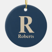 Klassieke blauw en vanille Initiaal/voornaam/famil Keramisch Ornament (Voorkant)
