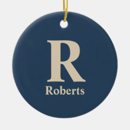Klassieke blauw en vanille Initiaal/voornaam/famil Keramisch Ornament