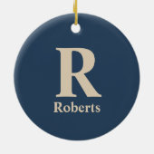 Klassieke blauw en vanille Initiaal/voornaam/famil Keramisch Ornament (Achterkant)