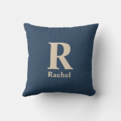 Klassieke blauw en vanille Initiaal/voornaam/famil Kussen (Achterkant)