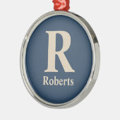 Klassieke blauw en vanille Initiaal/voornaam/famil Metalen Ornament (Links)