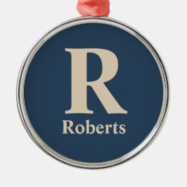 Klassieke blauw en vanille Initiaal/voornaam/famil Metalen Ornament