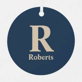 Klassieke blauw en vanille Initiaal/voornaam/famil Metalen Ornament