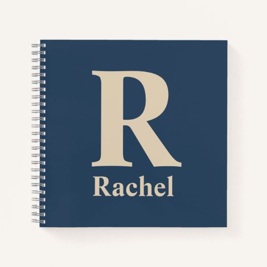 Klassieke blauw en vanille Initiaal/voornaam/famil Notitieboek (Voorkant)