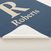 Klassieke blauw en vanille Initiaal/voornaam/famil Sherpa Deken (3/4)