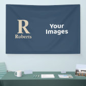 Klassieke blauw en vanille Initiaal/voornaam/famil Spandoek (Beurs)