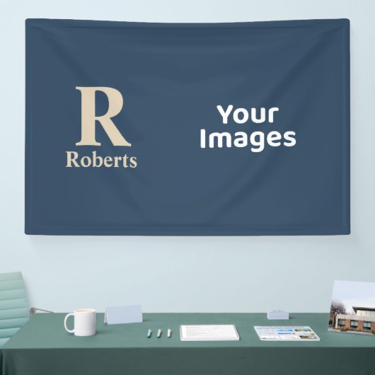 Klassieke blauw en vanille Initiaal/voornaam/famil Spandoek (Beurs)