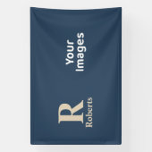 Klassieke blauw en vanille Initiaal/voornaam/famil Spandoek (Verticaal)