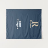 Klassieke blauw en vanille Initiaal/voornaam/famil Wandkleed (Voorkant (horizontaal))