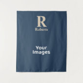 Klassieke blauw en vanille Initiaal/voornaam/famil Wandkleed (Voorkant)