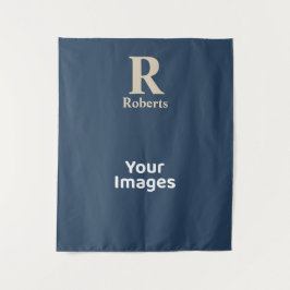 Klassieke blauw en vanille Initiaal/voornaam/famil Wandkleed