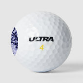 Klassieke Blauw en Wit Konijn Vogels Bloemen Golfballen (Logo)