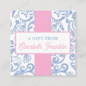 Klassieke Blauw en Wit Patroon Gift Informatiekaartje (Voorkant)