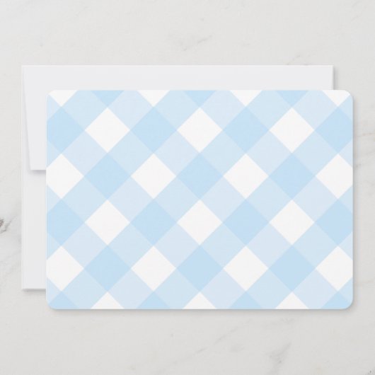 Klassieke Blauw en Witte Kleine Jongen 1e verjaard Kaart (Achterkant)