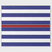 Klassieke blauw en witte strepe Red Accent Gift Wr Cadeaupapier (Vlak)