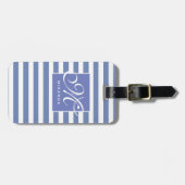 Klassieke Blauw en Witte Striped - het Monogram va Bagagelabel (Voorkant horizontaal)