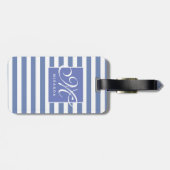Klassieke Blauw en Witte Striped - het Monogram va Bagagelabel (Achterkant horizontaal)