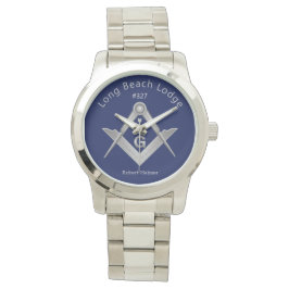Klassieke Blauw en Zilveren Masonic Monogrammed Horloge