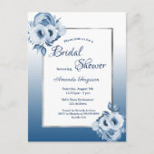 Klassieke blauw floral bridal doucheuitnodiging briefkaart (Voorkant)