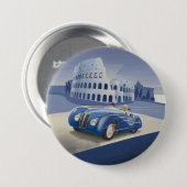 Klassieke blauw-raderauto ronde button 7,6 cm (Voorkant /achterkant)