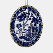 Klassieke blauw Willow Design kerstversiering Keramisch Ornament (Rechts)