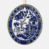 Klassieke blauw Willow Design kerstversiering Keramisch Ornament (Links)