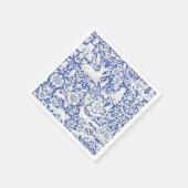 Klassieke Blauw Wit Bos Bos Dieren Damask Servet (Hoek)