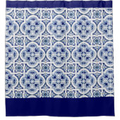 Klassieke blauw & wit mediterrane Tegel look Douchegordijn (Voorkant)