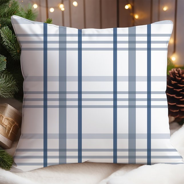 Klassieke Blauw Wit Plaid Kerstmis Kussen (Creator heeft geüpload)