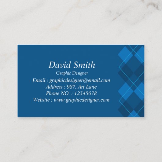 Klassieke Blauw Wit Professionele Grafische Ontwer Visitekaartje (Achterkant)