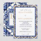 Klassieke blauw-witte Spaanse Tegel Kaart (Voorkant / Achterkant)