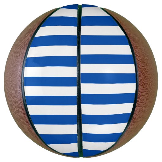 Klassieke Blauw & Witte Stripes Basketbal (Verticaal)