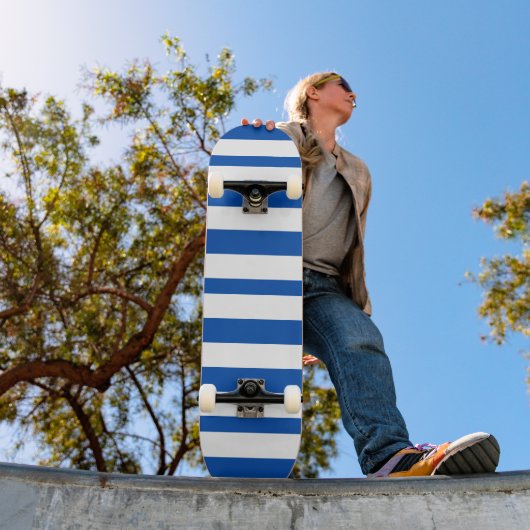  Klassieke Blauw & Witte Stripes Persoonlijk Skateboard (Buiten 1)