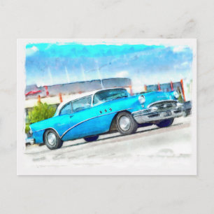 Klassieke blauwe auto Buick Briefkaart