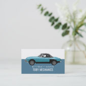Klassieke blauwe auto, Mechanica Visitekaartje (Staand voorkant)