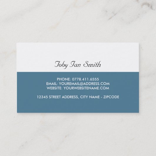 Klassieke blauwe auto, Mechanica Visitekaartje (Achterkant)