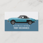 Klassieke blauwe auto, Mechanica Visitekaartje (Voorkant)