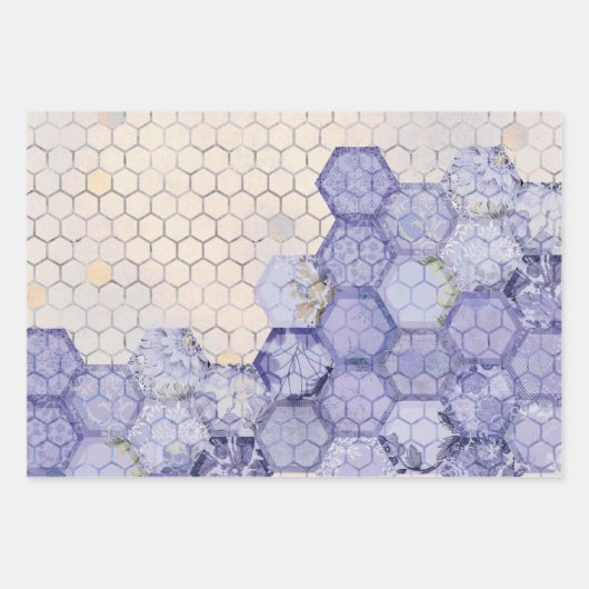  Klassieke blauwe Bee Flowers Mengsel en matchen Inpakpapier Vel (Voorkant 2)