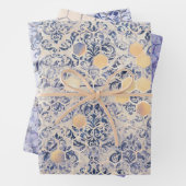  Klassieke blauwe Bee Flowers Mengsel en matchen Inpakpapier Vel (In situ)