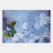 Klassieke blauwe Bee Flowers Mengsel en matchen Inpakpapier Vel (Voorkant 2)