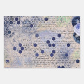 Klassieke blauwe Bee Flowers Mengsel en matchen Inpakpapier Vel (Voorkant)