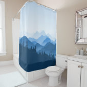 Klassieke blauwe bergen douchegordijn (In situ)