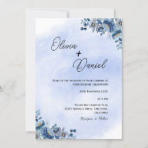 Klassieke Blauwe Bloem Bruiloftsinvatie