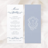 Klassieke Blauwe Bloemen Border Wedding Menu