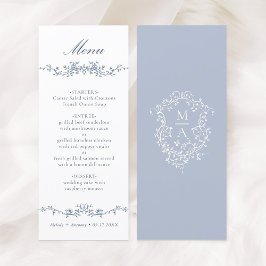 Klassieke Blauwe Bloemen Border Wedding Menu