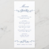 Klassieke Blauwe Bloemen Border Wedding Menu (Voorkant)